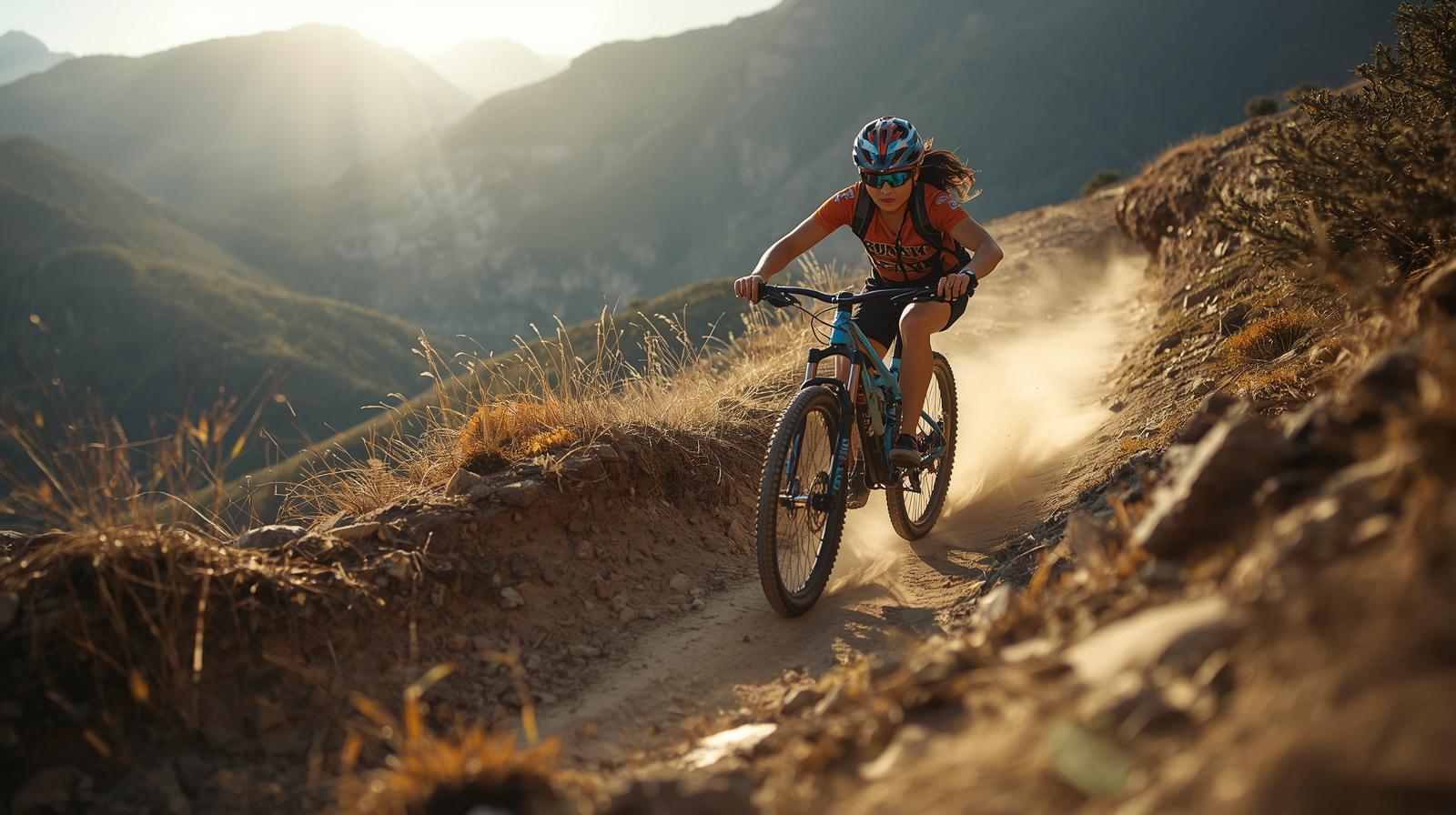 Mountain biker on a mountain trail